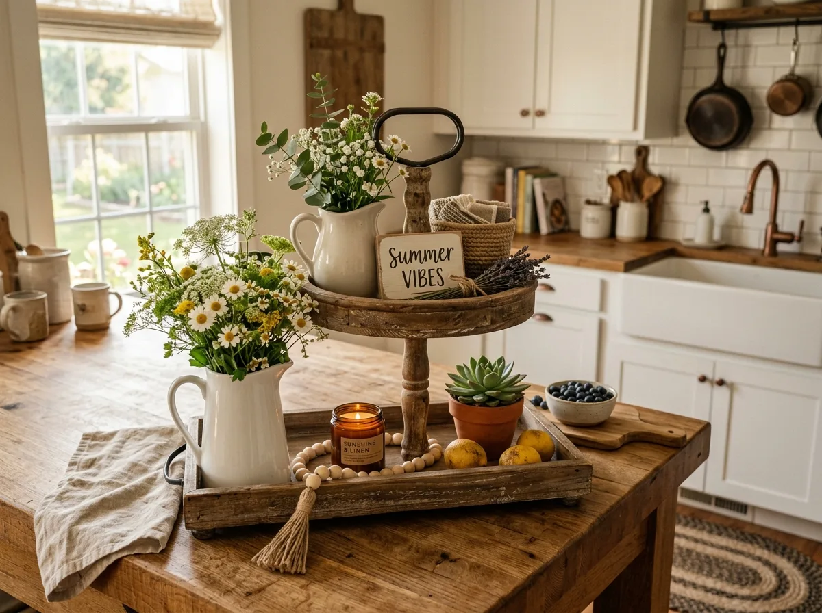 Farmhouse Summer Tray Decor for 10 summer tiered tray decor ideas for a fresh home look
